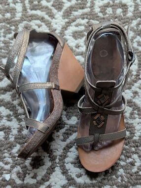OTBT Metallic Bronze Strappy Wedge Sandals
